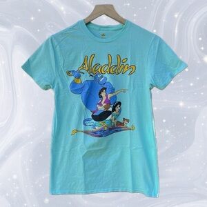 Disney Aladdin T Shirt size S Aqua Mint Graphic Jasmine Genie Short Sleeve